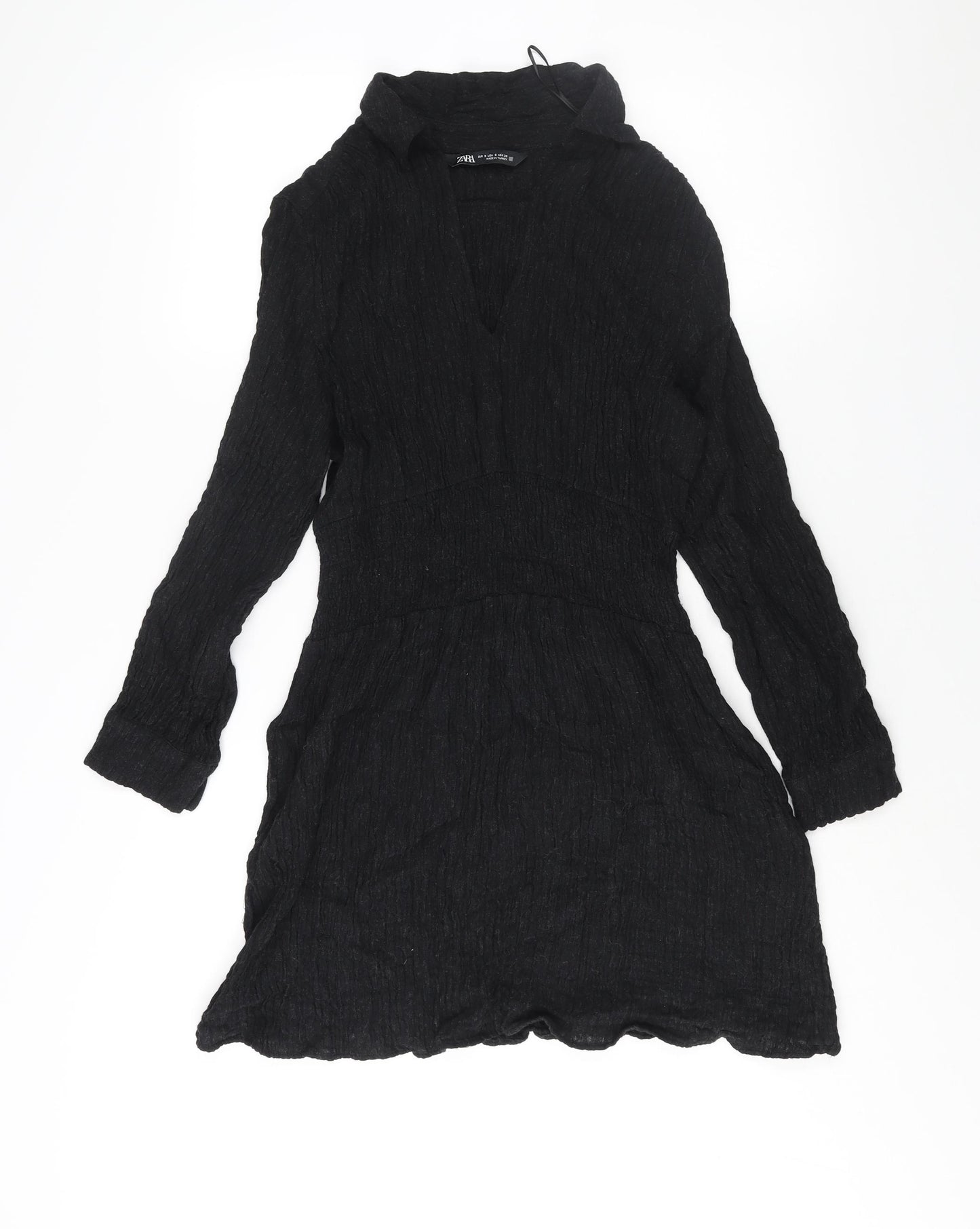 Zara Womens Black Acrylic A-Line Size S Collared Pullover