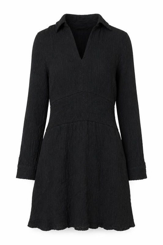 Front view of Zara women’s black acrylic a-line, size S, collared pullover