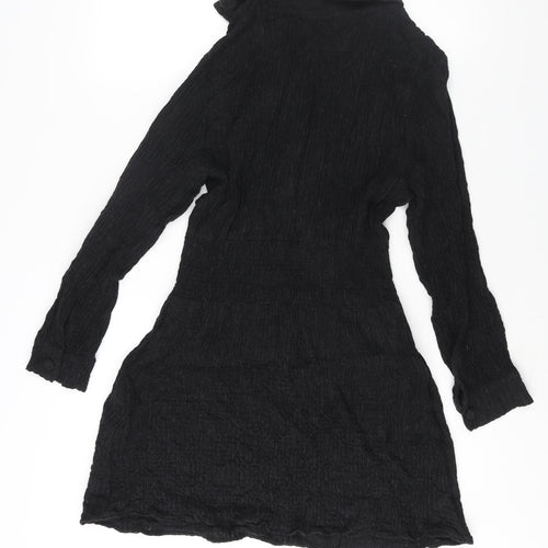 Zara Womens Black Acrylic A-Line Size S Collared Pullover