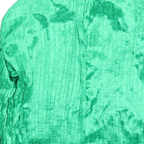 Boohoo Womens Green Polyester Shift Size 10 Mock Neck Zip - Pleated