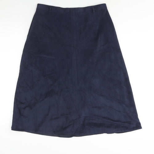 Marks and Spencer Womens Blue Polyester A-Line Skirt Size 12 Zip