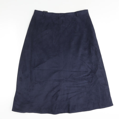 Marks and Spencer Womens Blue Polyester A-Line Skirt Size 12 Zip