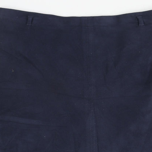 Marks and Spencer Womens Blue Polyester A-Line Skirt Size 12 Zip