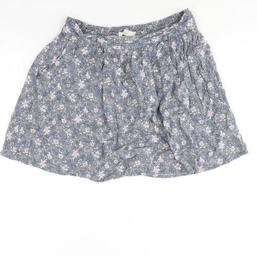 Indigo Womens Grey Floral Viscose A-Line Skirt Size 12
