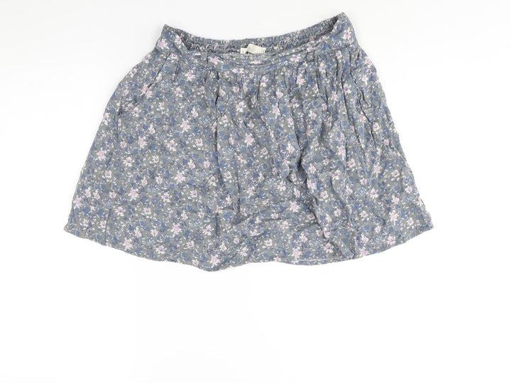 Indigo Womens Grey Floral Viscose A-Line Skirt Size 12