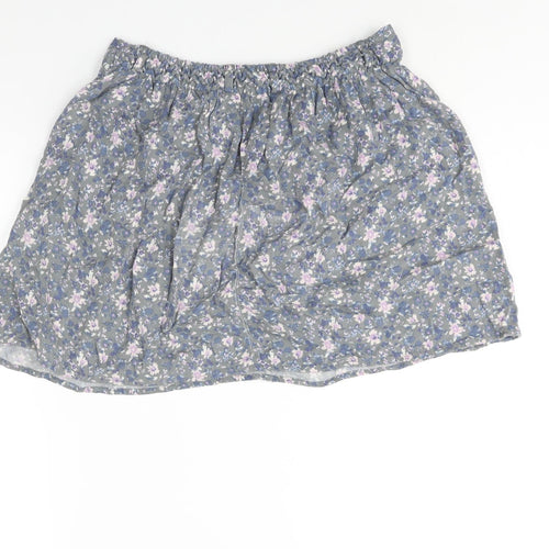 Indigo Womens Grey Floral Viscose A-Line Skirt Size 12