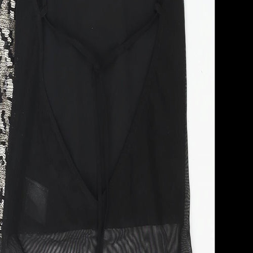 Topshop Womens Gold Nylon Bodysuit One-Piece Size 8 Snap - Sequin Open Back