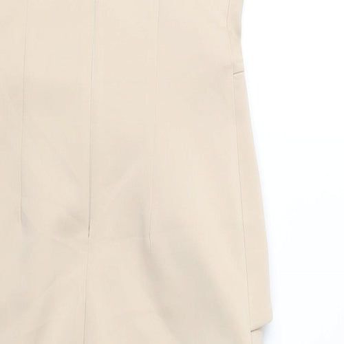 AX Paris Womens Beige Polyester Bodycon Size 10 Square Neck Zip - Peplum Detail