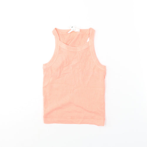 Marks and Spencer Womens Pink Cotton Basic Tank Size XS Round Neck