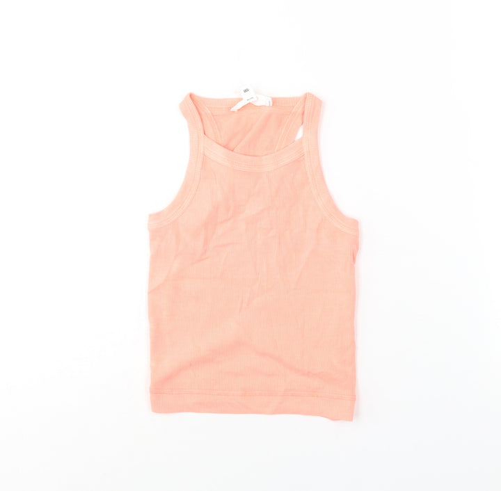 Marks and Spencer Womens Pink Cotton Basic Tank Size XS Round Neck