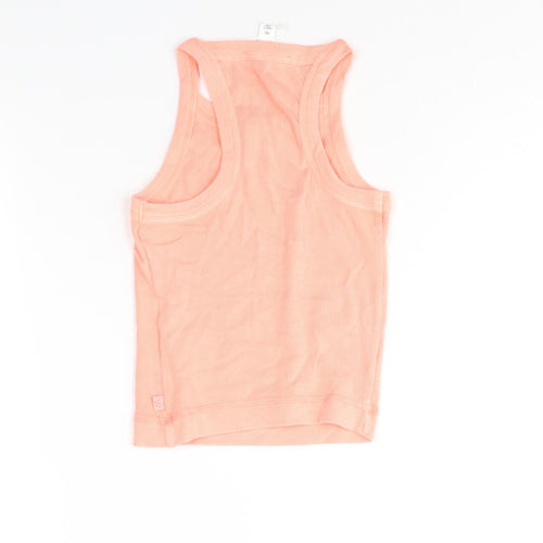 Marks and Spencer Womens Pink Cotton Basic Tank Size XS Round Neck