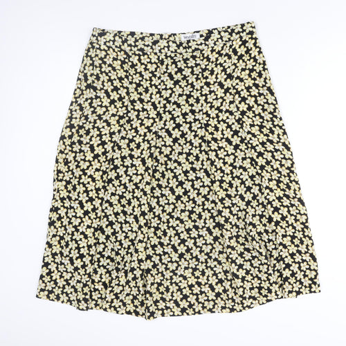 ANNE WEYBURN Womens Yellow Floral Polyester A-Line Skirt Size 36 in Zip