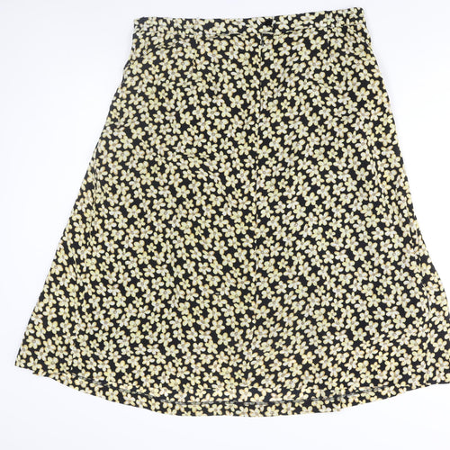 ANNE WEYBURN Womens Yellow Floral Polyester A-Line Skirt Size 36 in Zip
