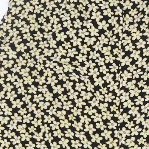 ANNE WEYBURN Womens Yellow Floral Polyester A-Line Skirt Size 36 in Zip