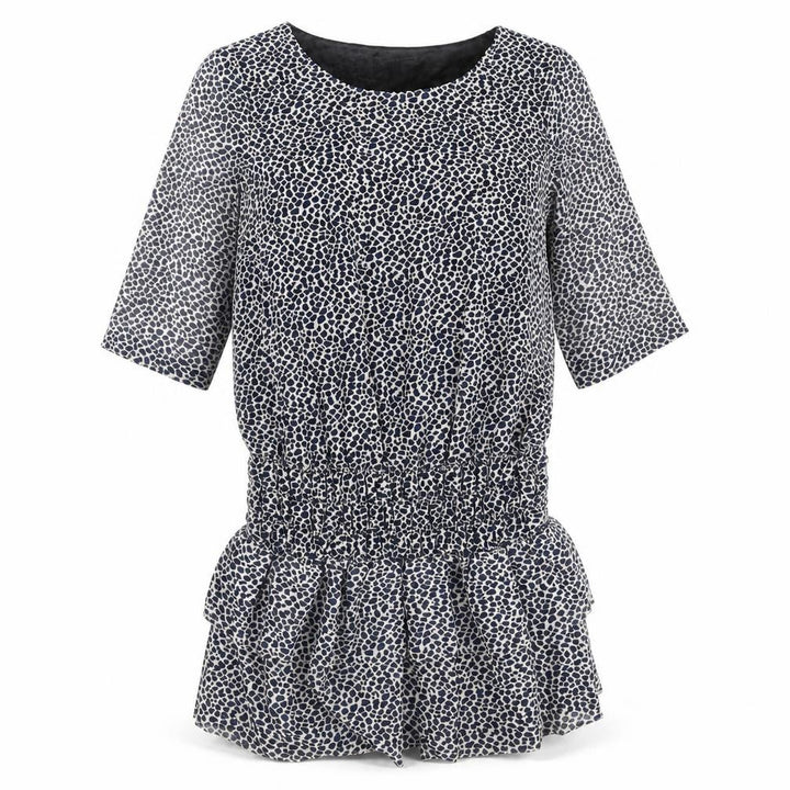 Mango Womens Multicoloured Animal Print Polyester Shift Size XL Round Neck Pullover - Frill Hem Leopard Print