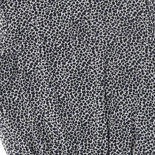 Mango Womens Multicoloured Animal Print Polyester Shift Size XL Round Neck Pullover - Frill Hem Leopard Print