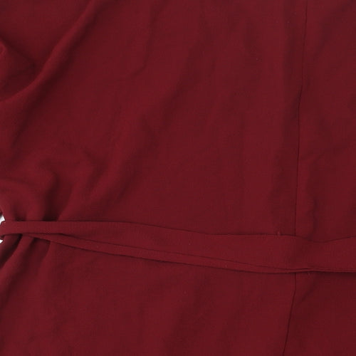 Boohoo Womens Red Polyester A-Line Size 18 V-Neck Pullover - Belted