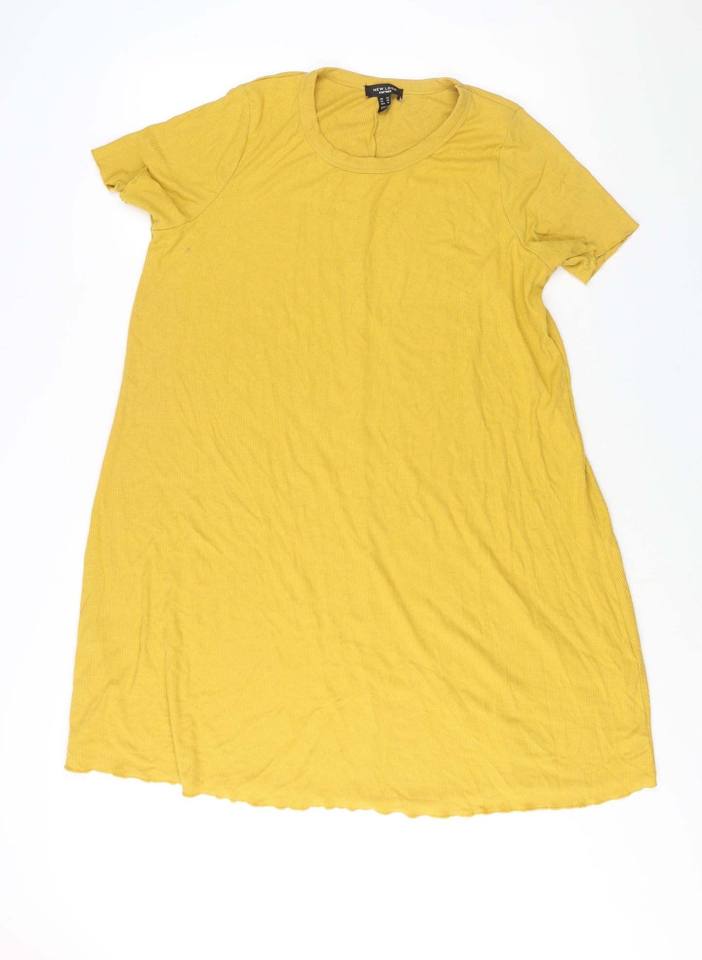 New Look Womens Yellow Polyester A-Line Size 22 Round Neck Pullover