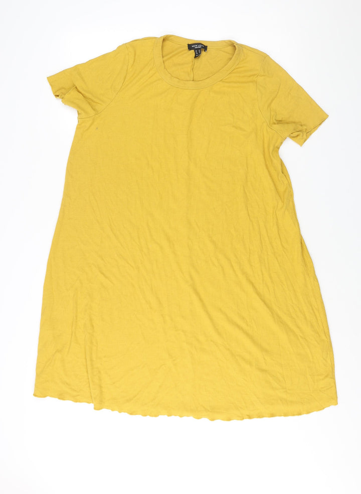 New Look Womens Yellow Polyester A-Line Size 22 Round Neck Pullover