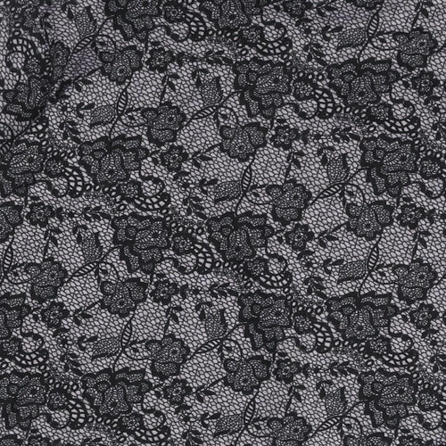 Alexara Womens Black Round Neck Geometric Polyester Pullover Jumper Size 16 - Button Detail Floral Lace Print