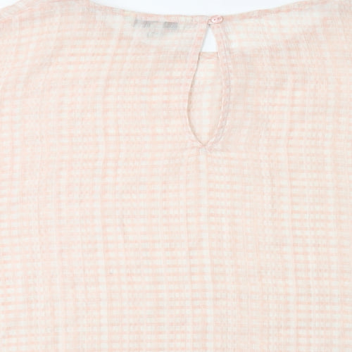 NEXT Womens Pink Check Polyester Basic Blouse Size 18 Round Neck