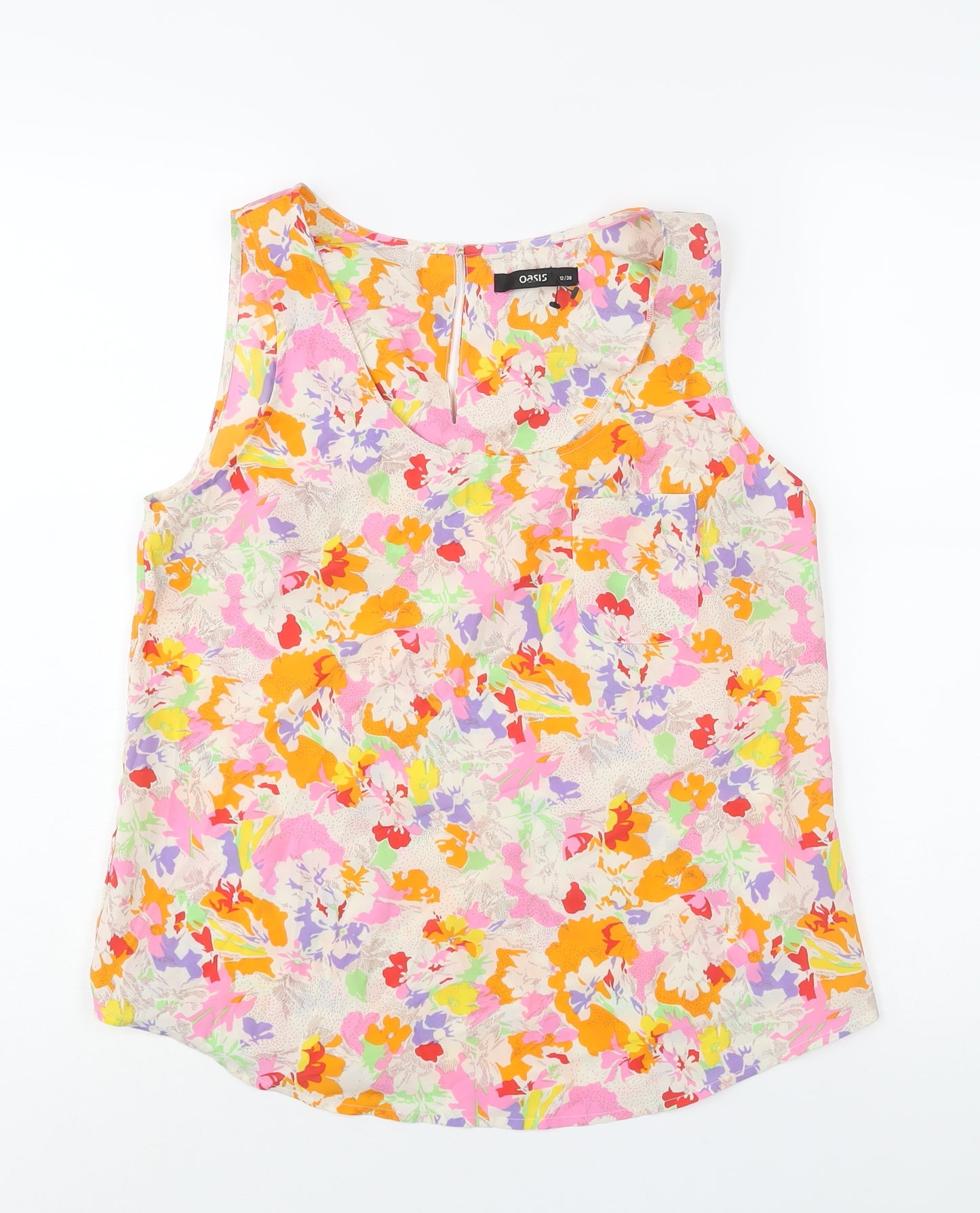 Oasis Womens Multicoloured Floral Polyester Camisole Blouse Size 12 Scoop Neck