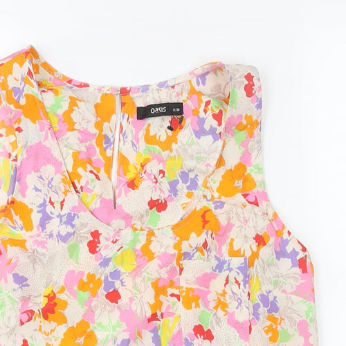Oasis Womens Multicoloured Floral Polyester Camisole Blouse Size 12 Scoop Neck