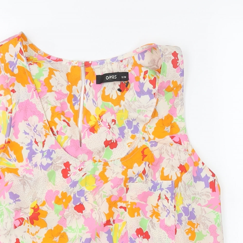 Oasis Womens Multicoloured Floral Polyester Camisole Blouse Size 12 Scoop Neck