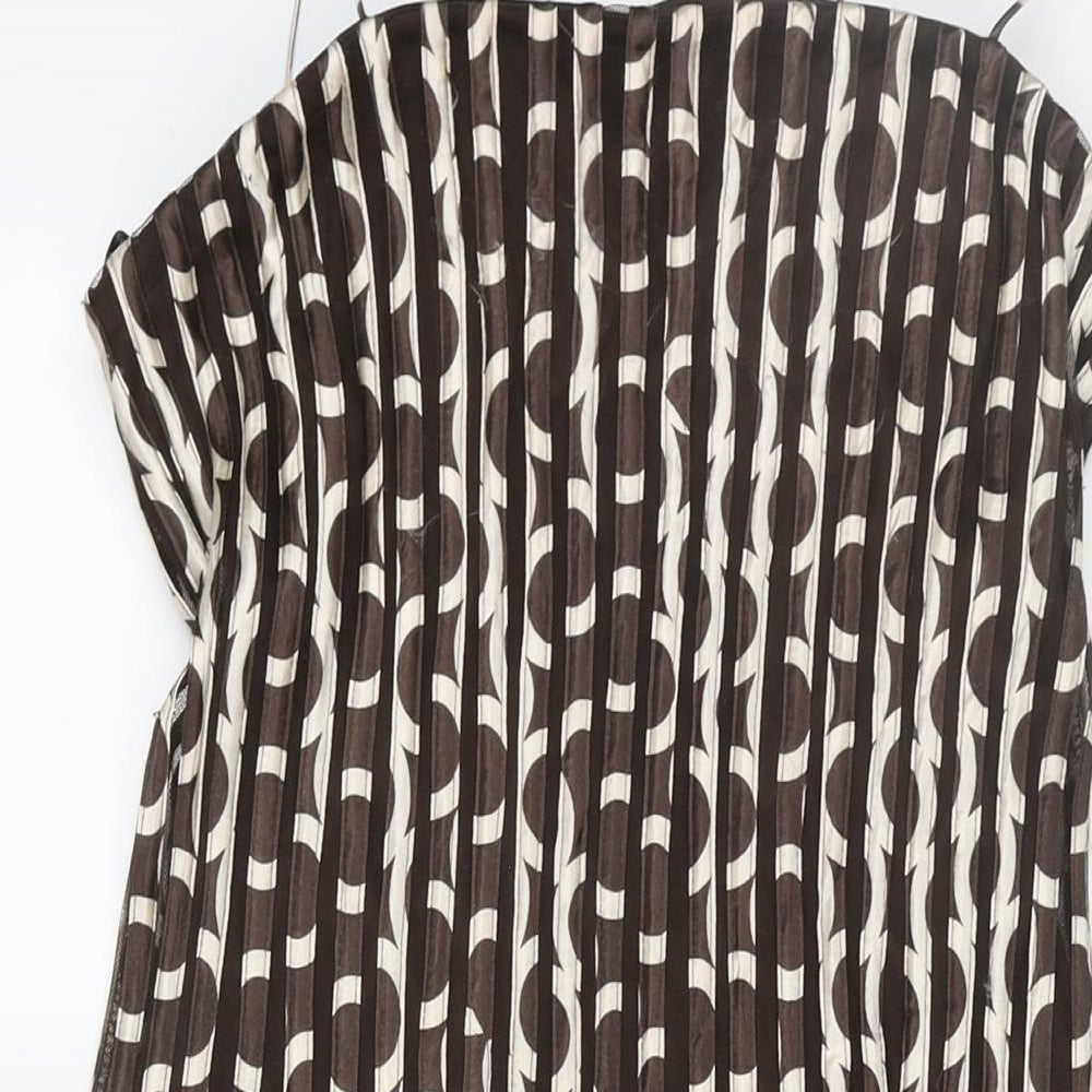 Phase Eight Womens Brown Geometric Polyester Fit & Flare Size 12 Scoop Neck Zip