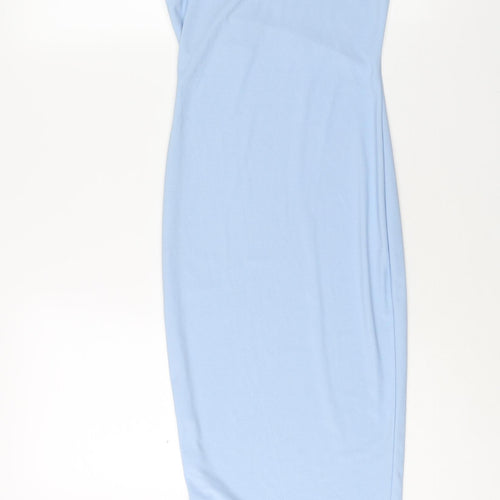 PRETTYLITTLETHING Womens Blue Polyester Bodycon Size 6 Square Neck Pullover