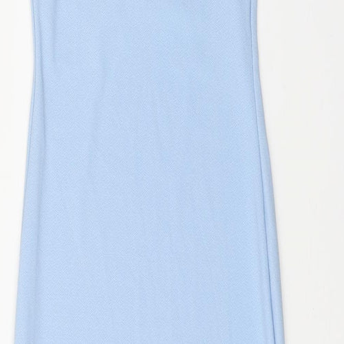 PRETTYLITTLETHING Womens Blue Polyester Bodycon Size 6 Square Neck Pullover