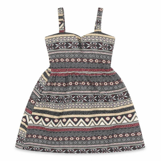 Front view of Cameo Rose women’s multicoloured geometric polyester a-line, size UK 14, sweetheart pullover
