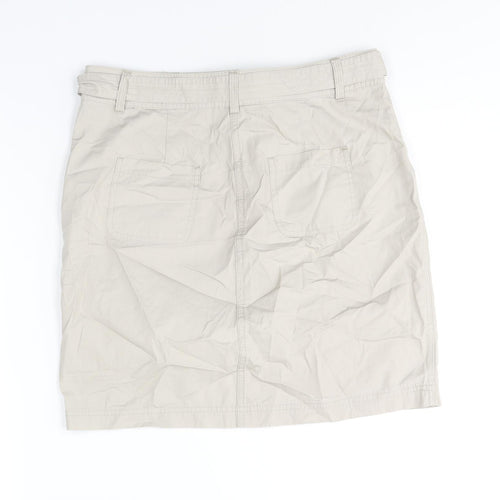 Dorothy Perkins Womens Beige Cotton A-Line Skirt Size 8 Zip - Belted