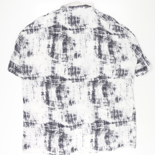 Tirelli Womens White Geometric Polyester Tunic Button-Up Size L Collared