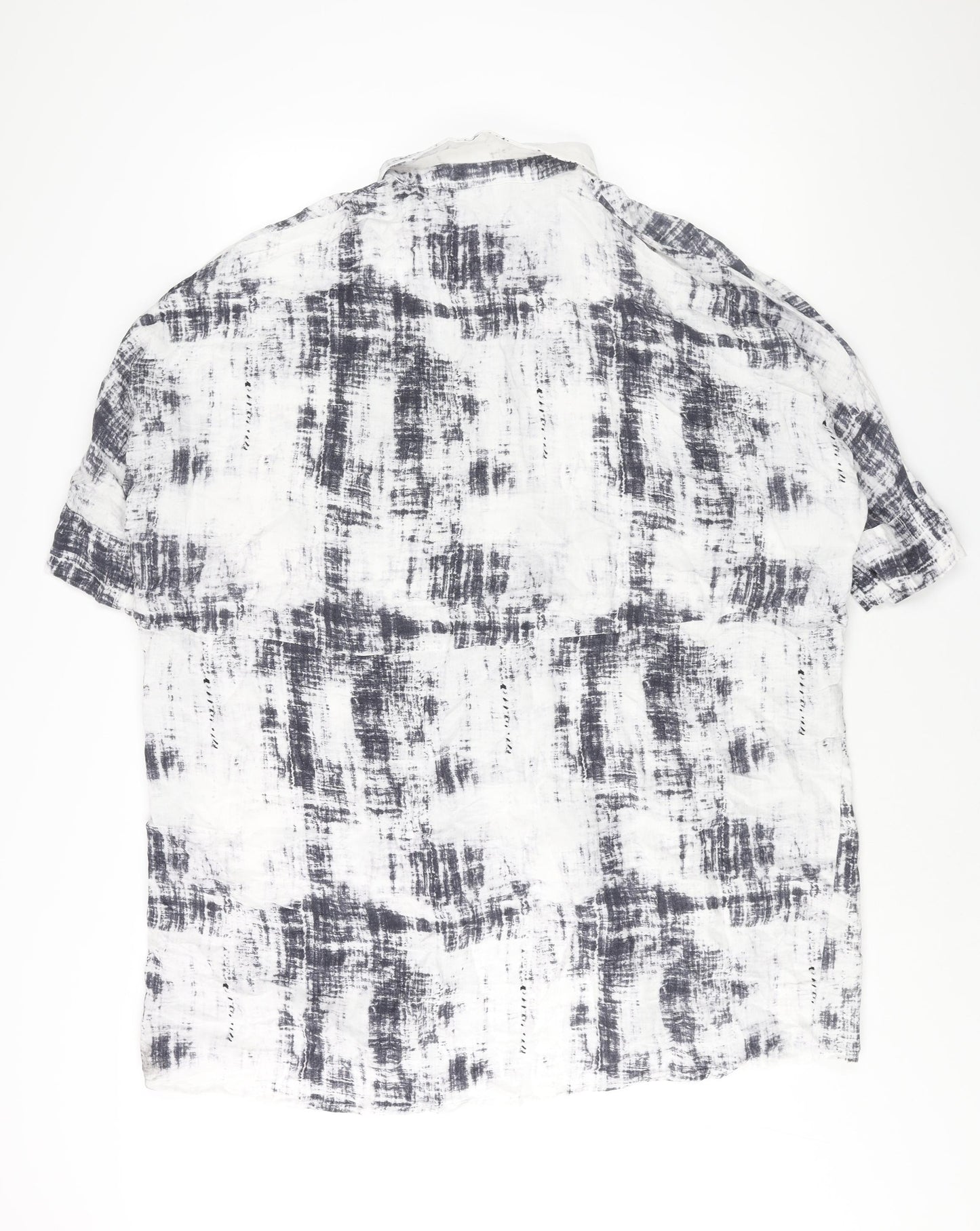Tirelli Womens White Geometric Polyester Tunic Button-Up Size L Collared