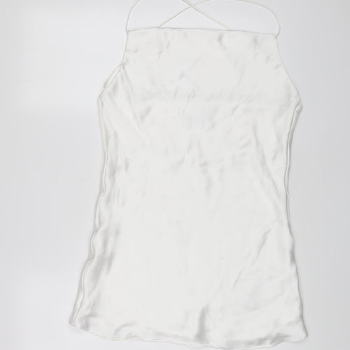 Zara Womens White Polyester A-Line Size M Square Neck Pullover - Crossback