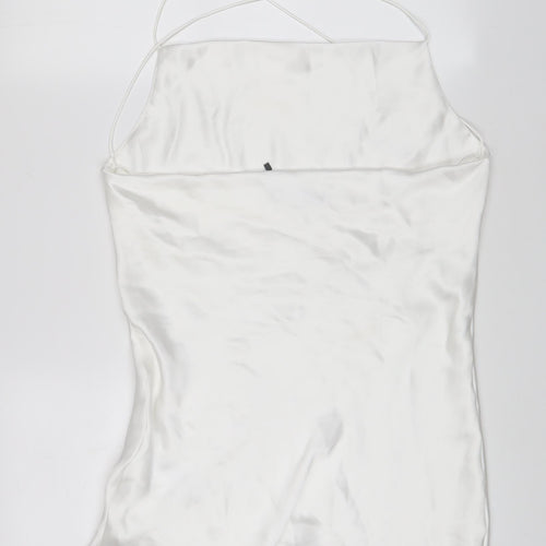 Zara Womens White Polyester A-Line Size M Square Neck Pullover - Crossback
