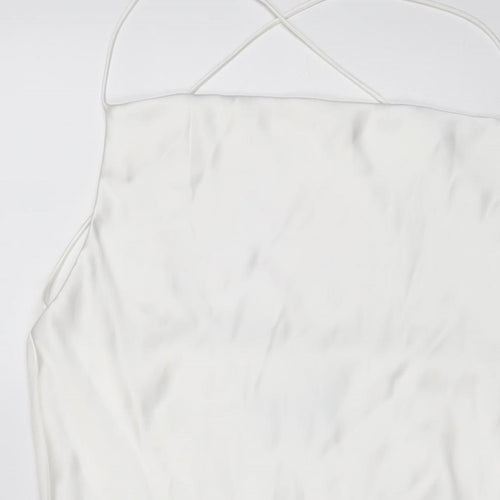 Zara Womens White Polyester A-Line Size M Square Neck Pullover - Crossback