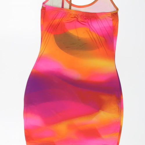 PRETTYLITTLETHING Womens Multicoloured Tie Dye Polyester Bodycon Size 8 Scoop Neck Pullover