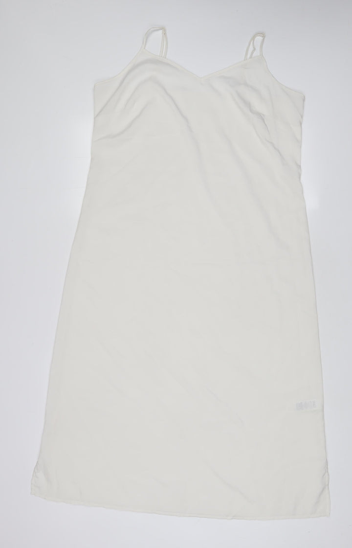 Marks and Spencer Womens White Polyester Tank Dress Size 14 V-Neck Pullover
