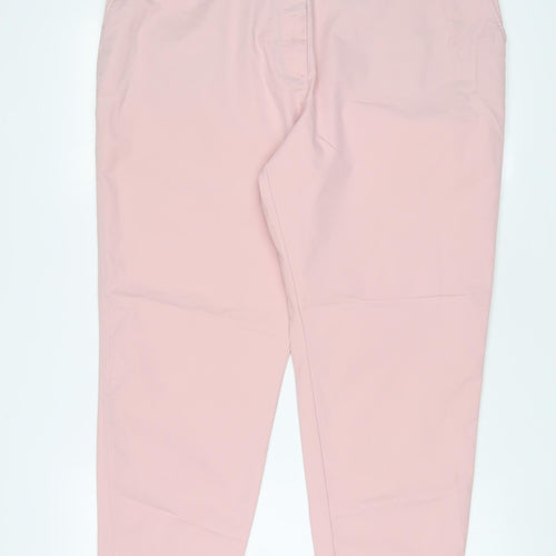 Marks and Spencer Womens Pink Cotton Trousers Size 18 L26 in Regular Hook & Eye