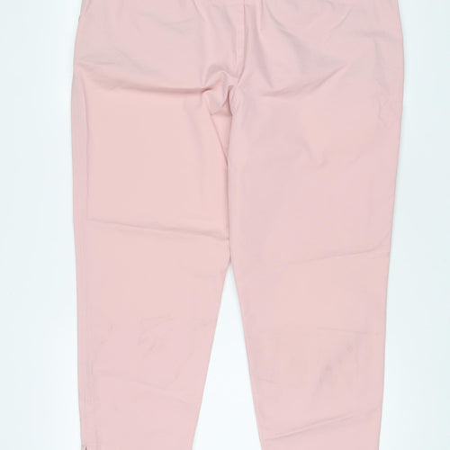 Marks and Spencer Womens Pink Cotton Trousers Size 18 L26 in Regular Hook & Eye