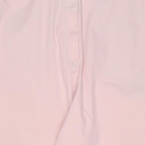 Marks and Spencer Womens Pink Cotton Trousers Size 18 L26 in Regular Hook & Eye