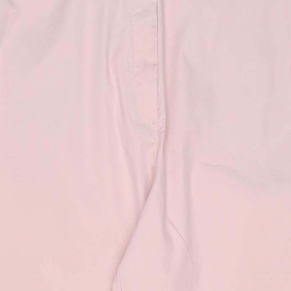 Marks and Spencer Womens Pink Cotton Trousers Size 18 L26 in Regular Hook & Eye