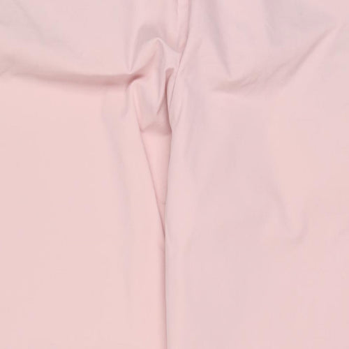 Marks and Spencer Womens Pink Cotton Trousers Size 18 L26 in Regular Hook & Eye
