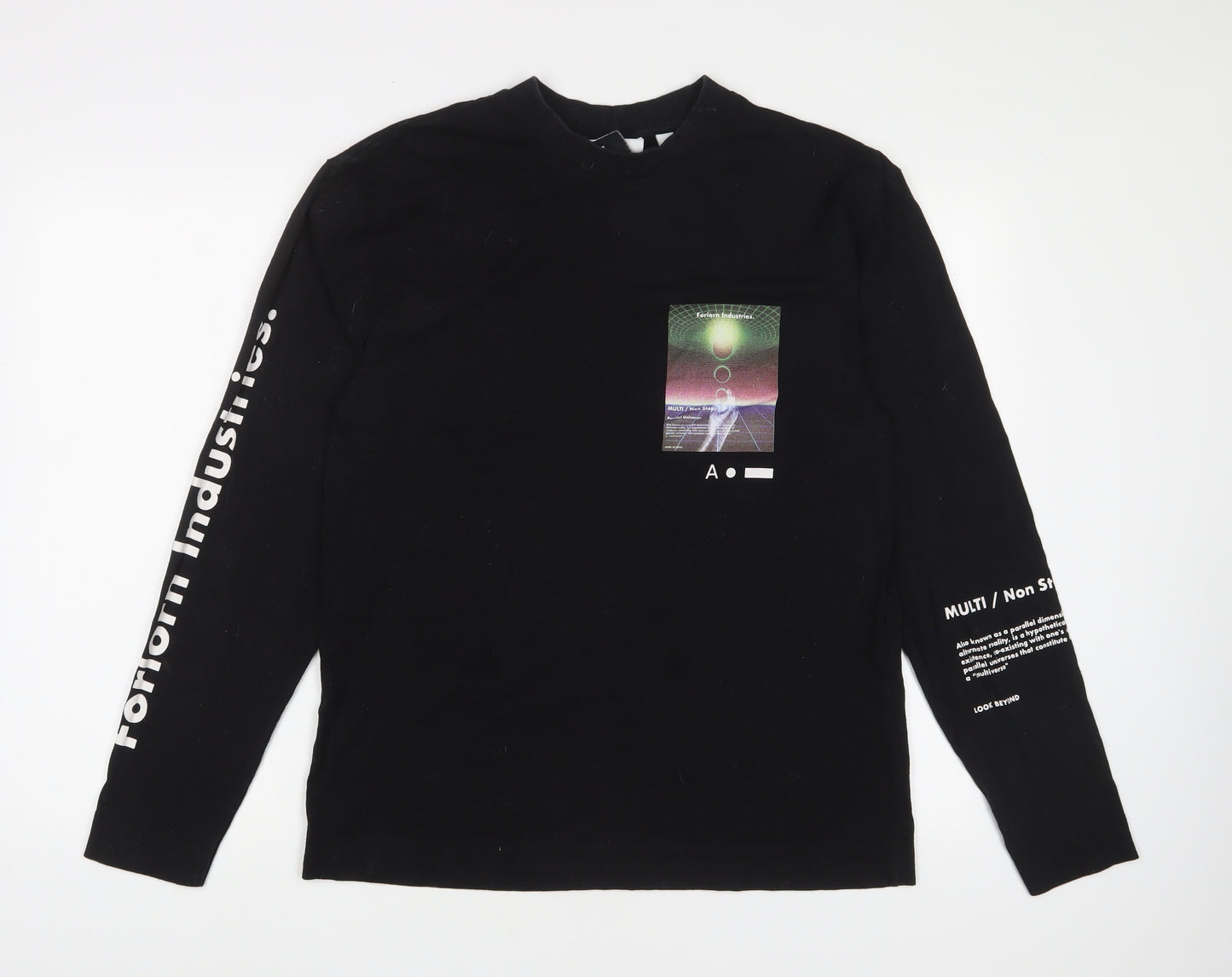 COLLUSION Mens Black Cotton T-Shirt Size S Crew Neck