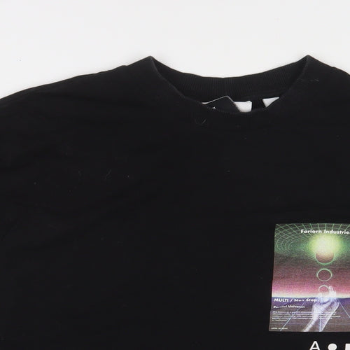 COLLUSION Mens Black Cotton T-Shirt Size S Crew Neck
