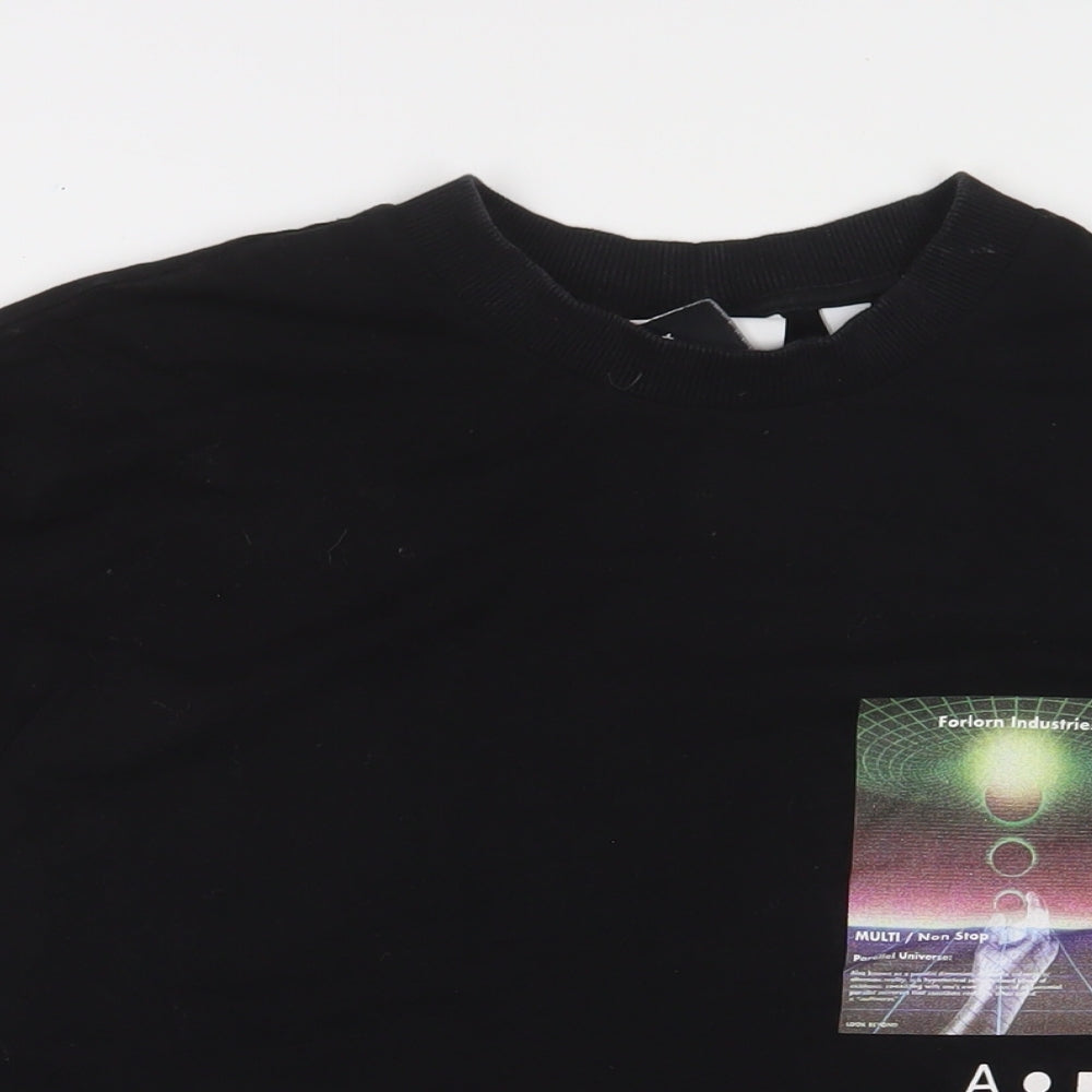 COLLUSION Mens Black Cotton T-Shirt Size S Crew Neck
