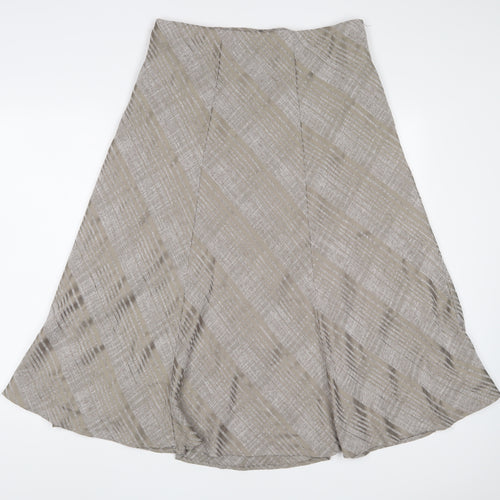 Marks and Spencer Womens Brown Striped Polyester A-Line Skirt Size 14