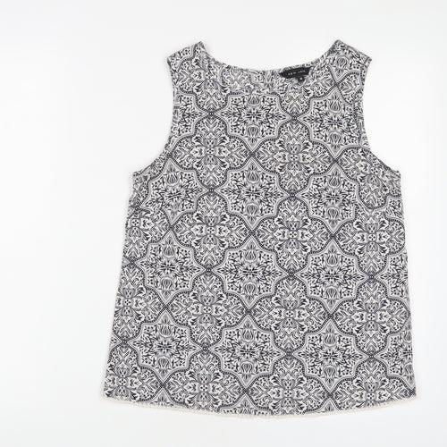 New Look Womens Blue Fair Isle Polyester Basic Tank Size 10 Boat Neck - Embroidered